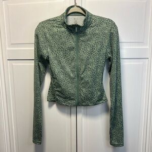 Buff Bunny Collection Cropped Full Zip Jacket Green Eden Floral Energy Jacket